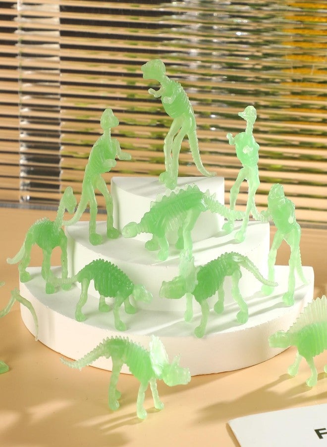 UPINS 36Pcs Glow in Dark Mini Dinosaur Figures, Small Luminous Dinosaur Toy Birthday Party Favors Supplies Dino Cupcake Toppers Plastic Dino Toys for Kids Easter Basket Suffers Classroom Prizes Box - Image 4